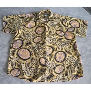 Vintage Reyn Spooner Hawaiian Aloha Button Shirt Yellow‎ Hula Girls Size Small